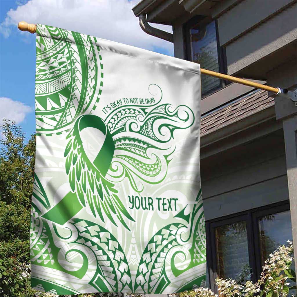 Its Okay Green Ribbon Personalised Garden Flag Polynesian Depression Awareness LT9 - Polynesian Pride