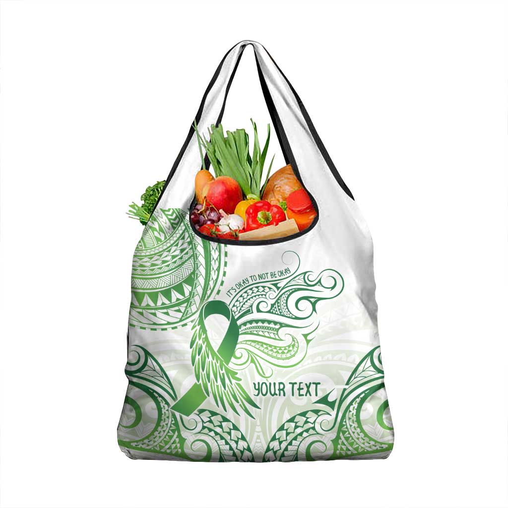 Its Okay Green Ribbon Personalised Grocery Bag Polynesian Depression Awareness LT9 1-pack One Size Green - Polynesian Pride