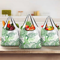 Its Okay Green Ribbon Personalised Grocery Bag Polynesian Depression Awareness LT9 3-pack One Size Green - Polynesian Pride