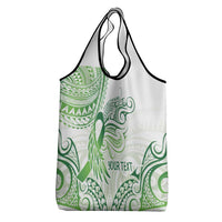 Its Okay Green Ribbon Personalised Grocery Bag Polynesian Depression Awareness LT9 - Polynesian Pride