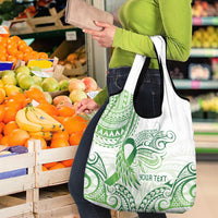 Its Okay Green Ribbon Personalised Grocery Bag Polynesian Depression Awareness LT9 - Polynesian Pride