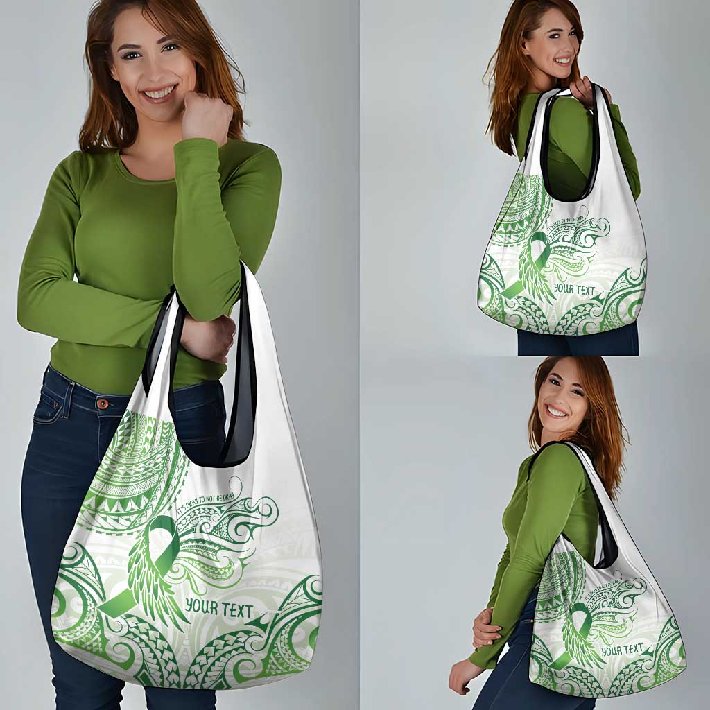 Its Okay Green Ribbon Personalised Grocery Bag Polynesian Depression Awareness LT9 - Polynesian Pride