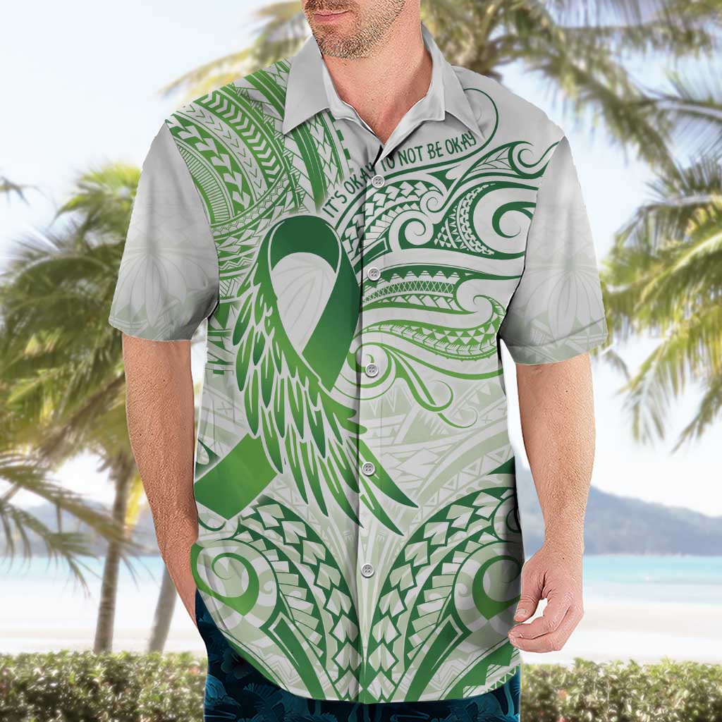 Its Okay Green Ribbon Personalised Hawaiian Shirt Polynesian Depression Awareness LT9 - Polynesian Pride