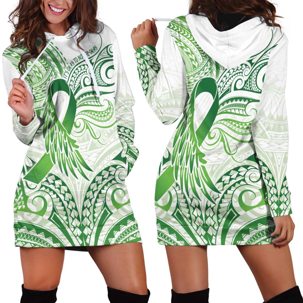 Its Okay Green Ribbon Personalised Hoodie Dress Polynesian Depression Awareness LT9 - Polynesian Pride