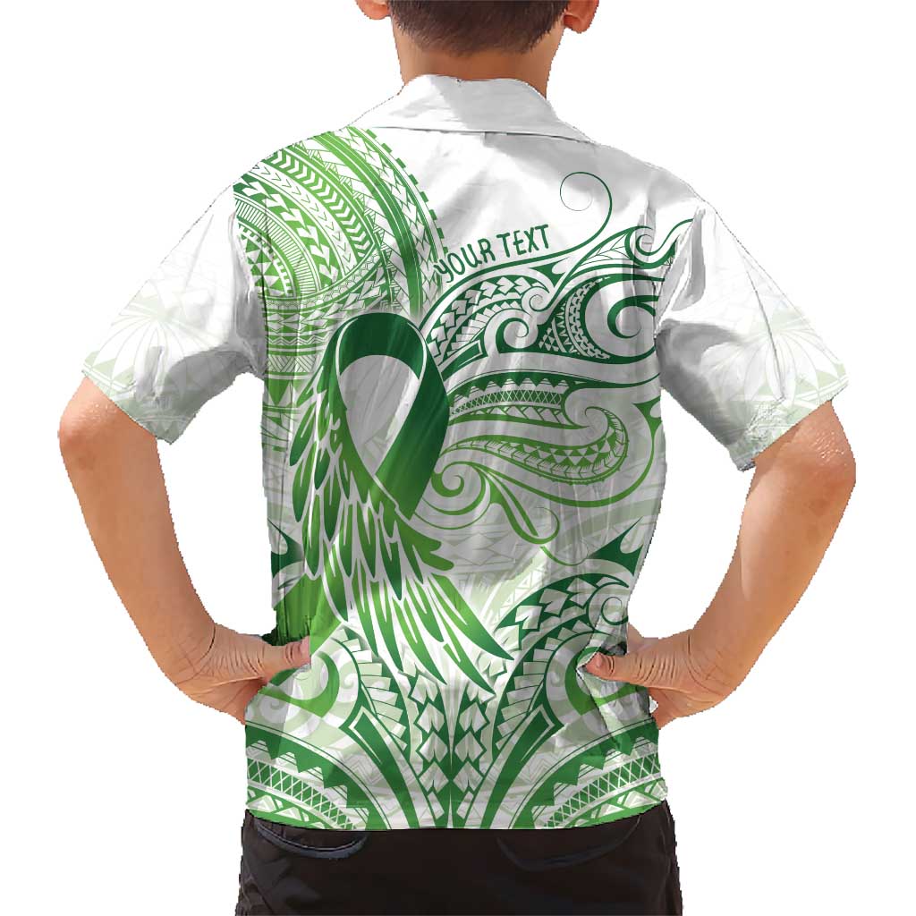 Its Okay Green Ribbon Personalised Kid Hawaiian Shirt Polynesian Depression Awareness