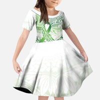 Its Okay Green Ribbon Personalised Kid Short Sleeve Dress Polynesian Depression Awareness