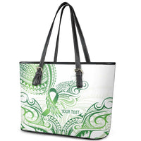 Its Okay Green Ribbon Personalised Leather Tote Bag Polynesian Depression Awareness LT9 - Polynesian Pride