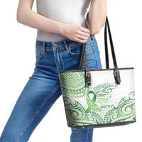 Its Okay Green Ribbon Personalised Leather Tote Bag Polynesian Depression Awareness LT9 - Polynesian Pride