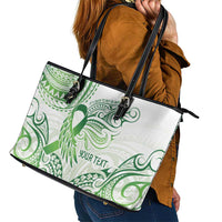 Its Okay Green Ribbon Personalised Leather Tote Bag Polynesian Depression Awareness LT9 - Polynesian Pride