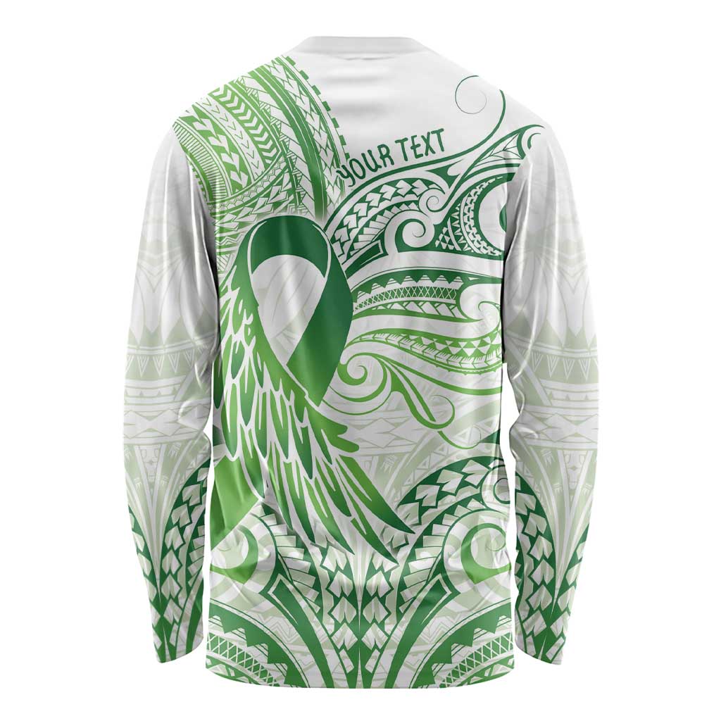 Its Okay Green Ribbon Personalised Long Sleeve Shirt Polynesian Depression Awareness