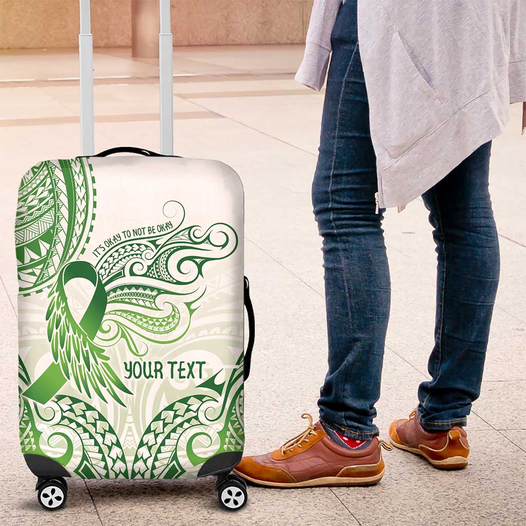 Its Okay Green Ribbon Personalised Luggage Cover Polynesian Depression Awareness LT9 Green - Polynesian Pride
