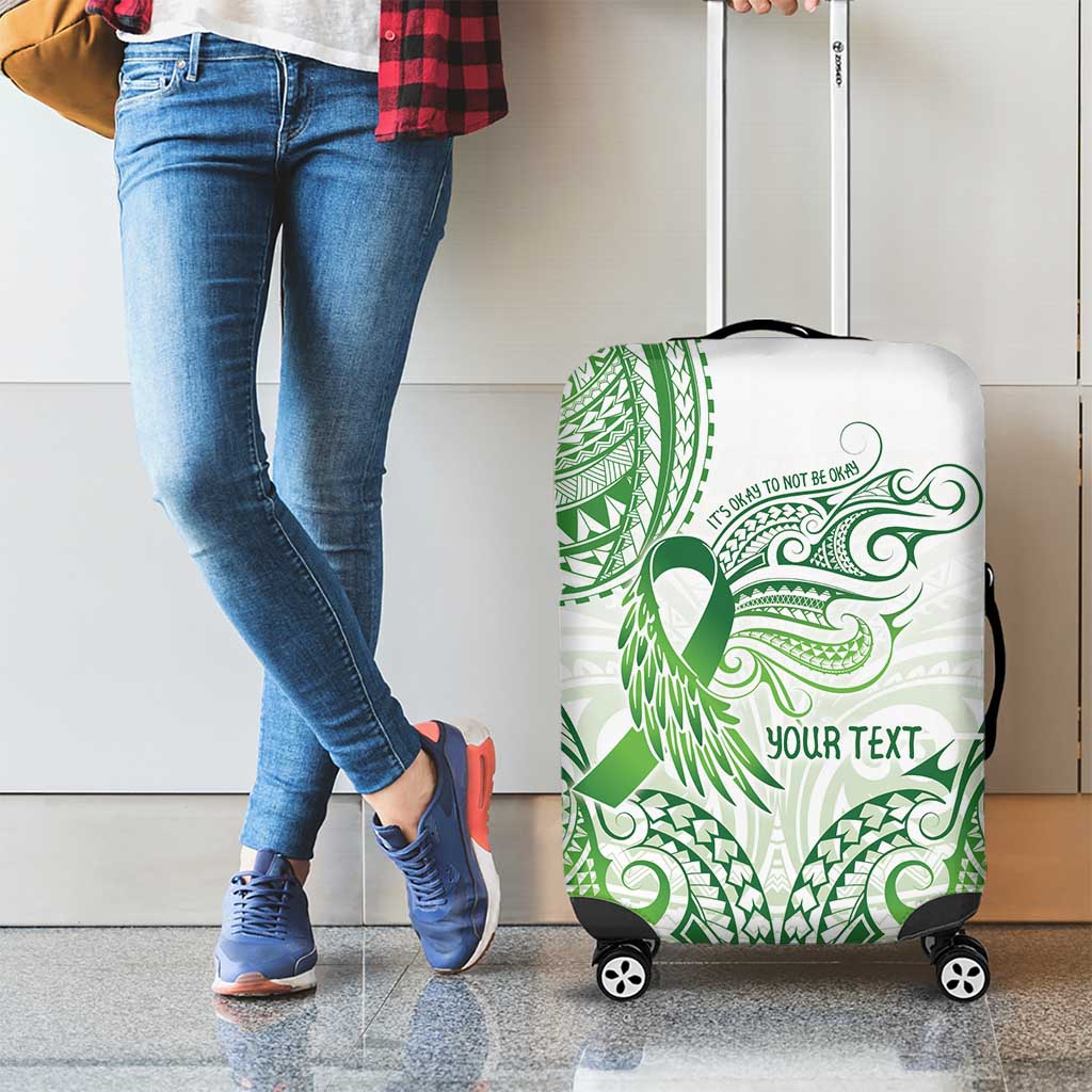 Its Okay Green Ribbon Personalised Luggage Cover Polynesian Depression Awareness LT9 - Polynesian Pride