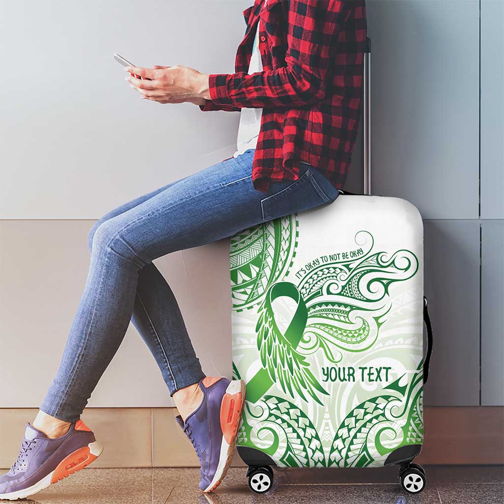 Its Okay Green Ribbon Personalised Luggage Cover Polynesian Depression Awareness LT9 - Polynesian Pride