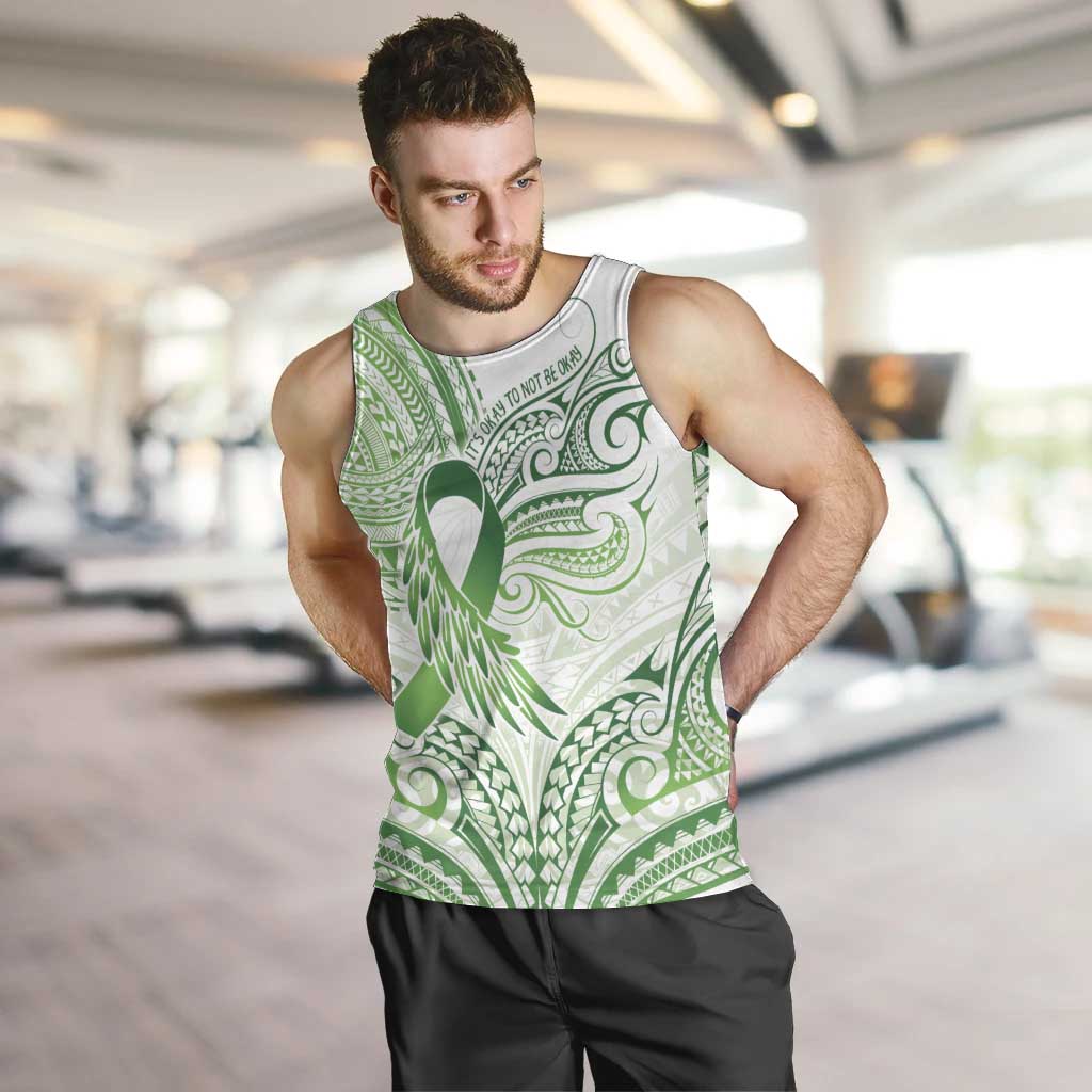 Its Okay Green Ribbon Personalised Men Tank Top Polynesian Depression Awareness LT9 Green - Polynesian Pride