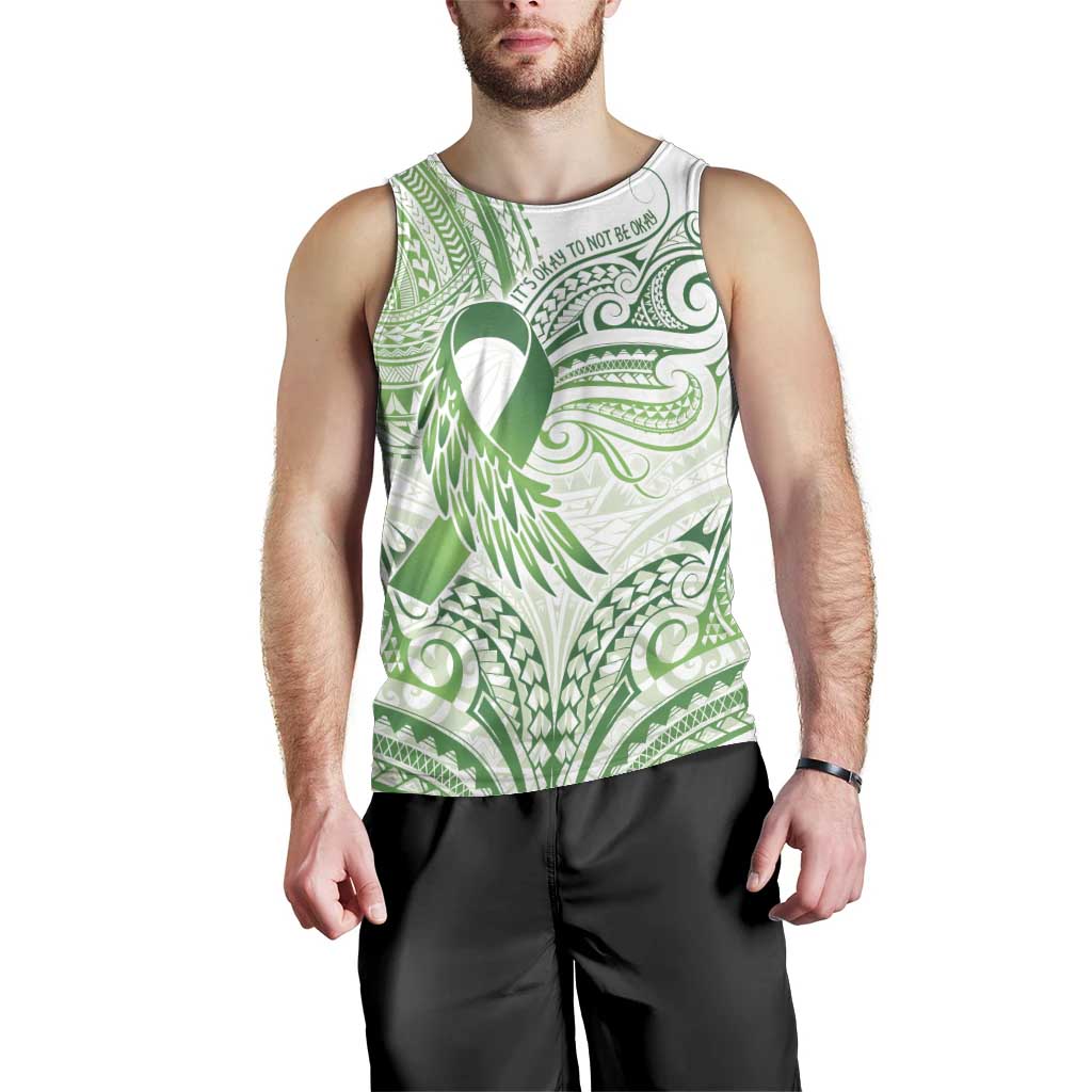Its Okay Green Ribbon Personalised Men Tank Top Polynesian Depression Awareness LT9 - Polynesian Pride