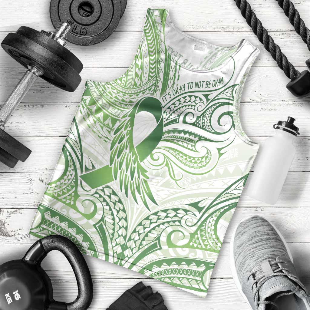 Its Okay Green Ribbon Personalised Men Tank Top Polynesian Depression Awareness LT9 - Polynesian Pride