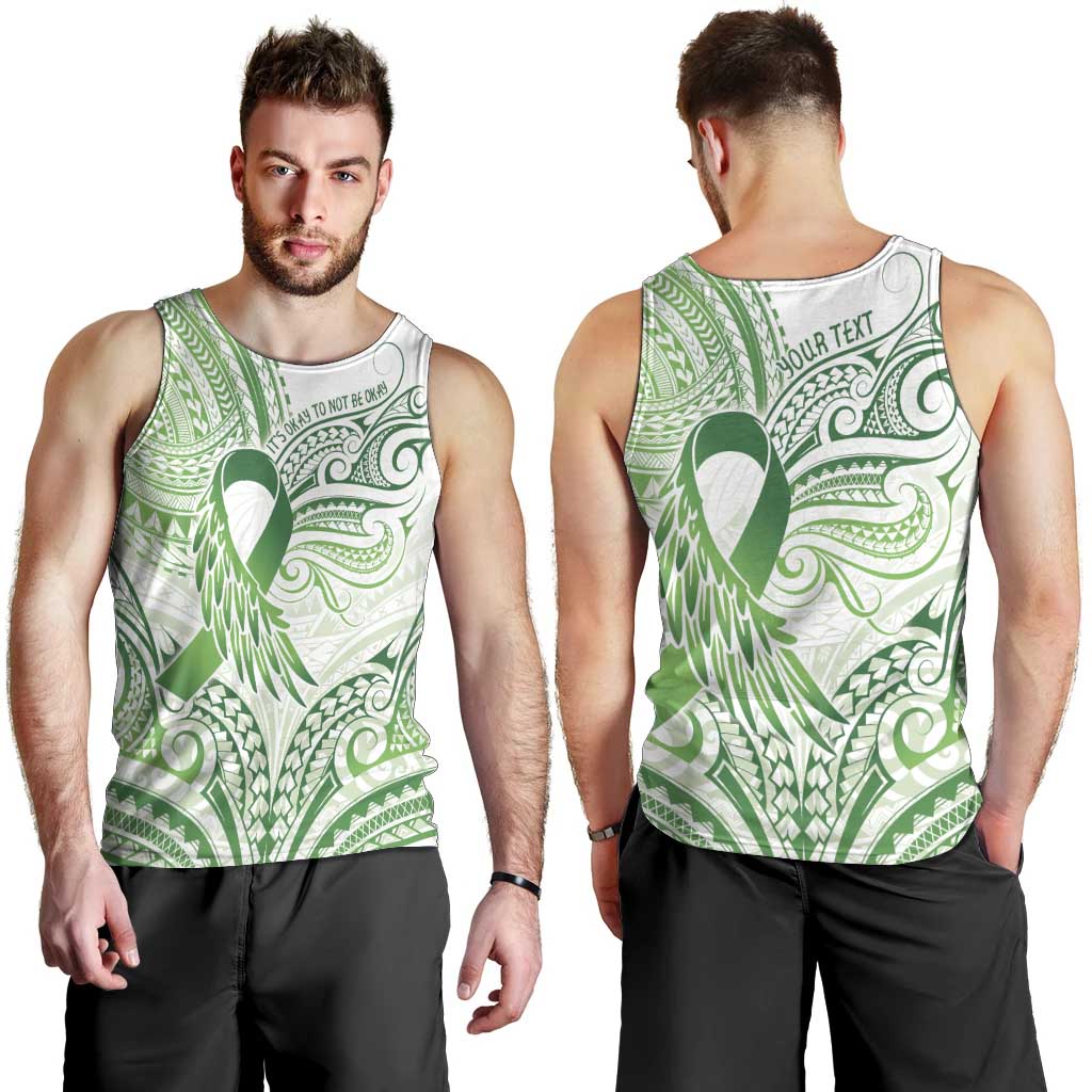 Its Okay Green Ribbon Personalised Men Tank Top Polynesian Depression Awareness LT9 - Polynesian Pride