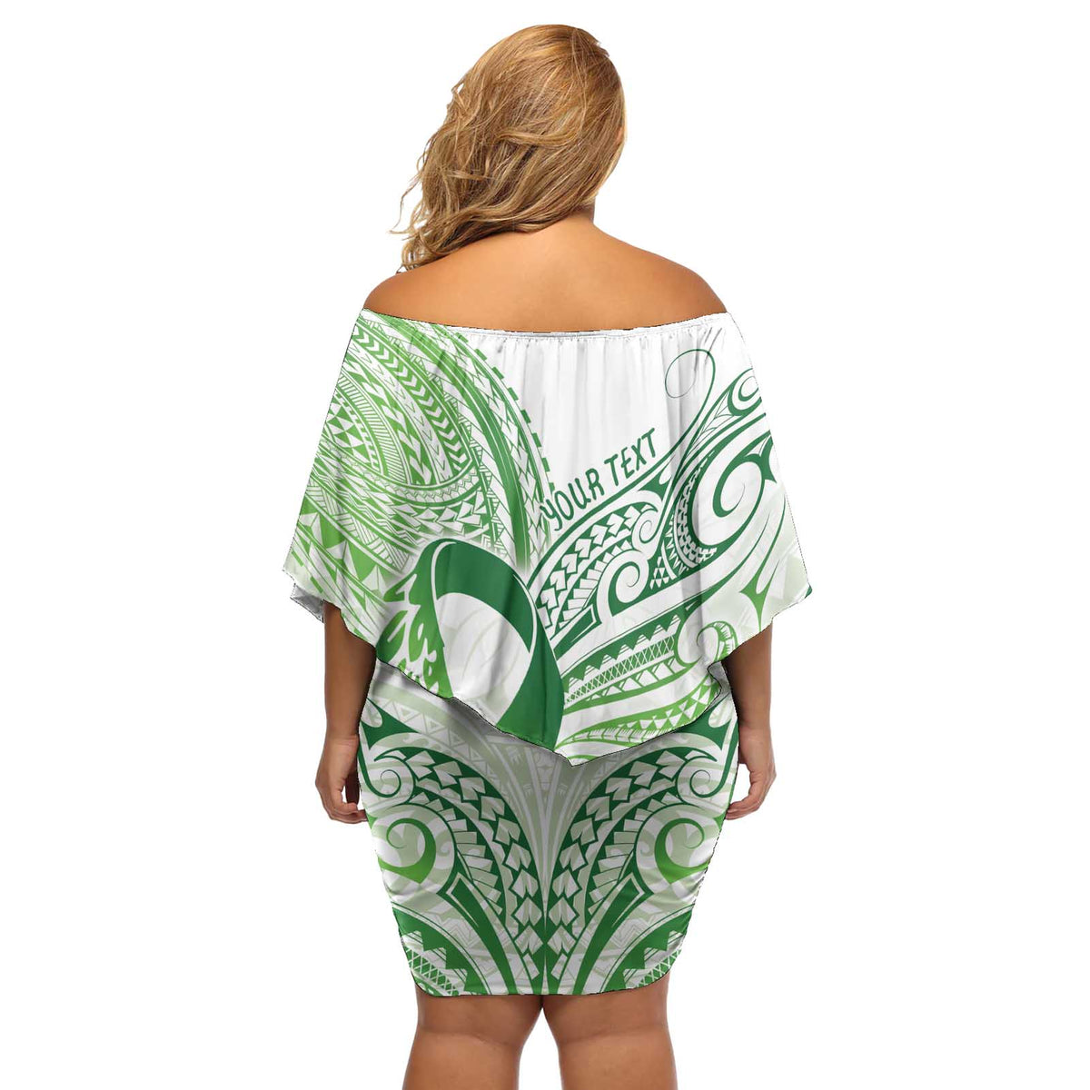 Its Okay Green Ribbon Personalised Off Shoulder Short Dress Polynesian Depression Awareness LT9 - Polynesian Pride