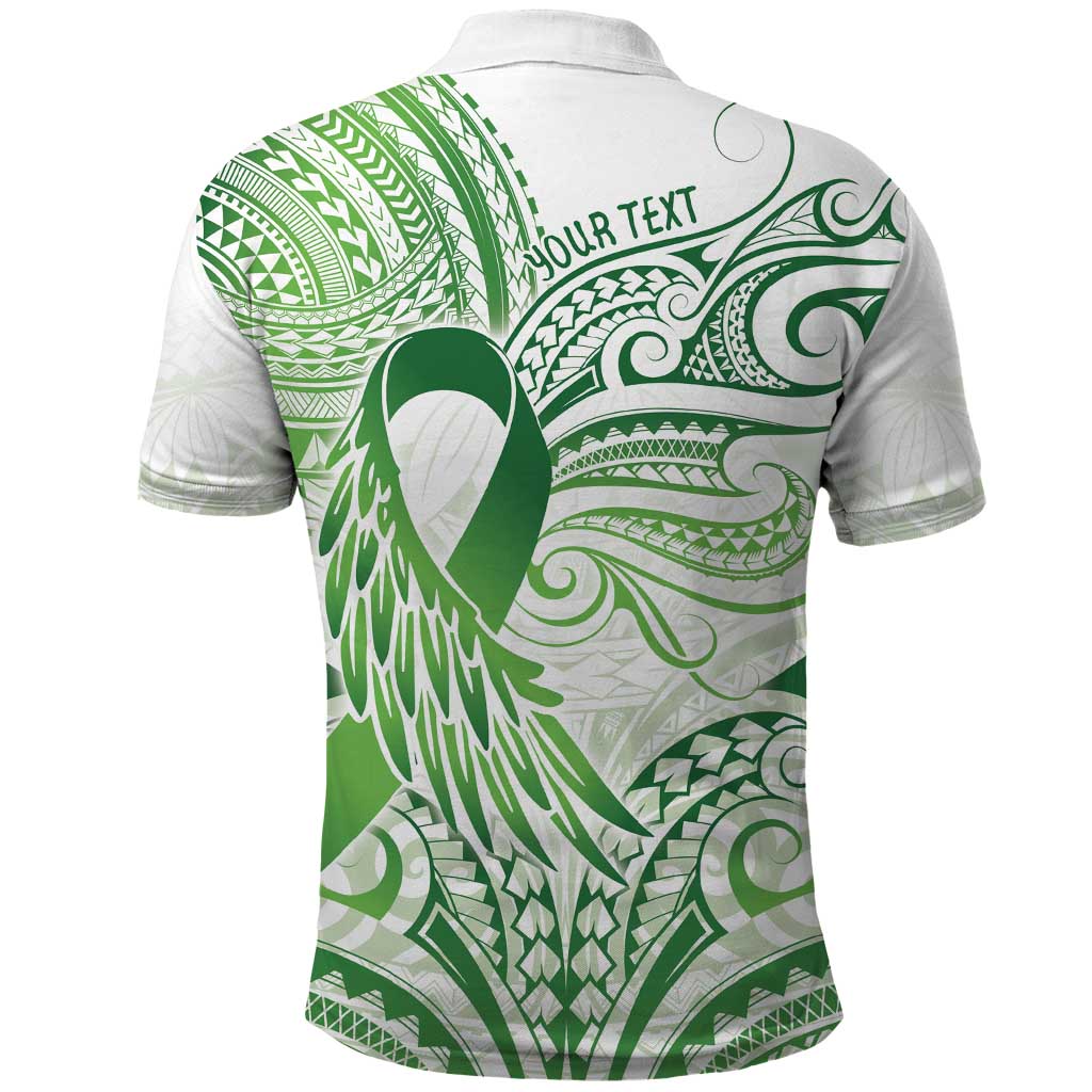 Its Okay Green Ribbon Personalised Polo Shirt Polynesian Depression Awareness