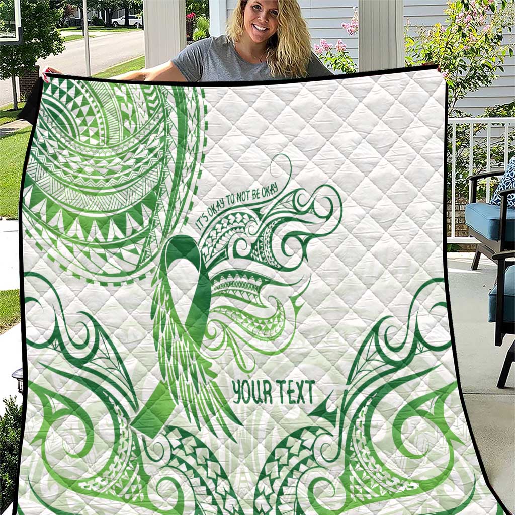 Its Okay Green Ribbon Personalised Quilt Polynesian Depression Awareness