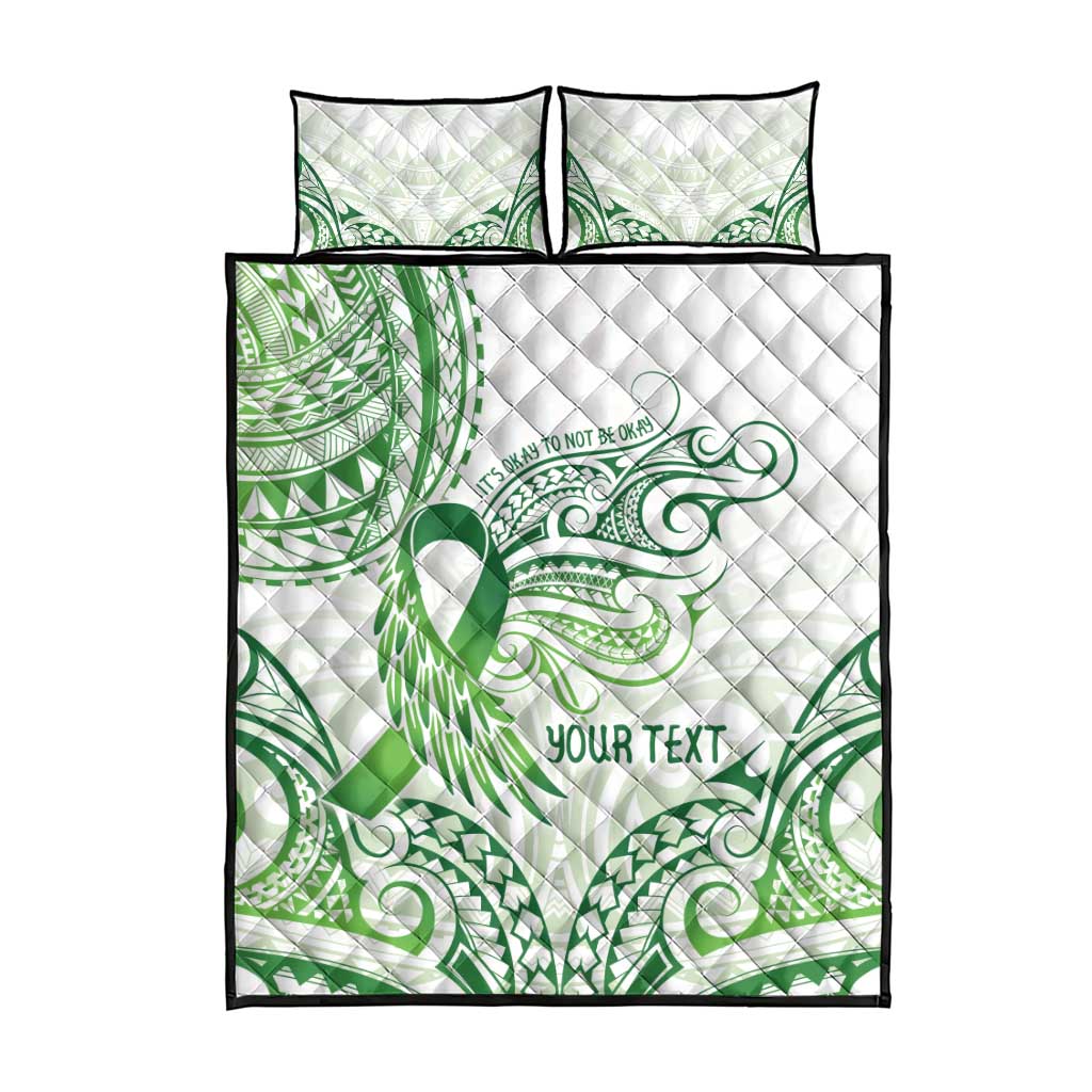 Its Okay Green Ribbon Personalised Quilt Bed Set Polynesian Depression Awareness LT9 - Polynesian Pride