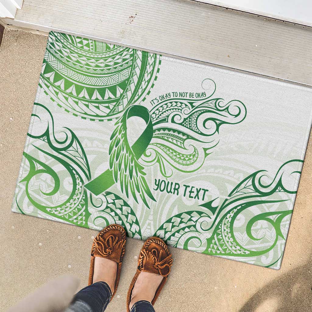 Its Okay Green Ribbon Personalised Rubber Doormat Polynesian Depression Awareness LT9 - Polynesian Pride