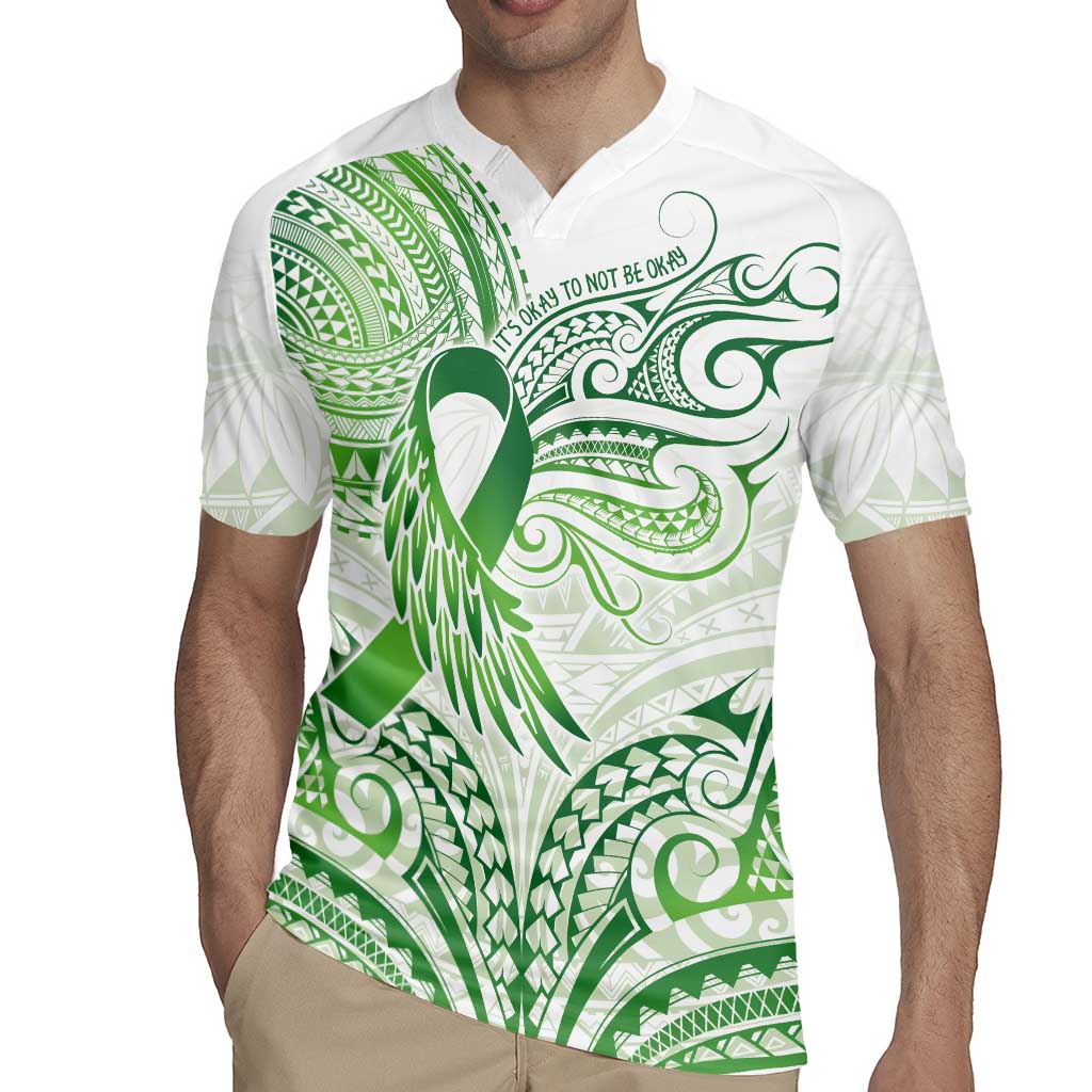 Its Okay Green Ribbon Personalised Rugby Jersey Polynesian Depression Awareness LT9 - Polynesian Pride
