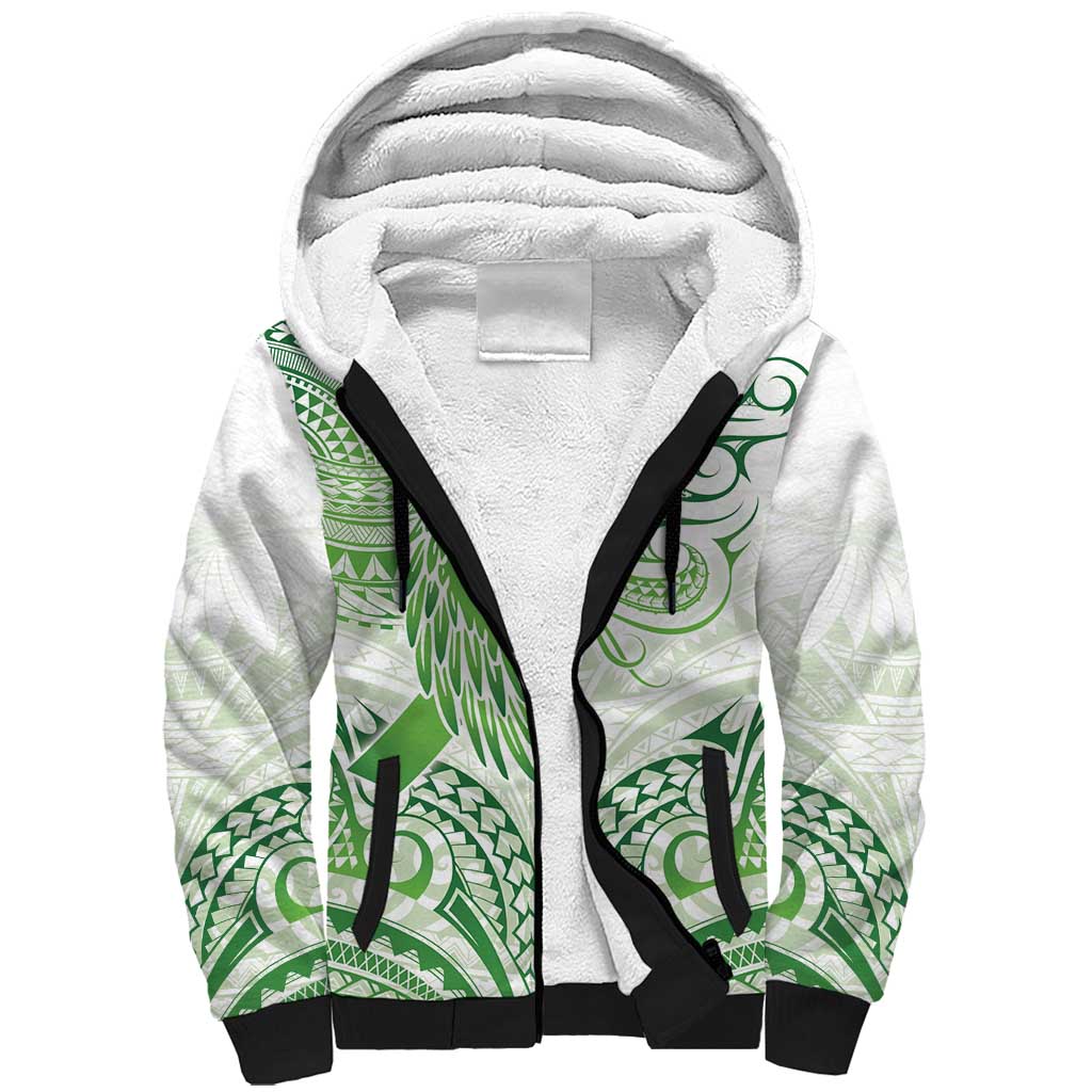 Its Okay Green Ribbon Personalised Sherpa Hoodie Polynesian Depression Awareness LT9 Unisex Green - Polynesian Pride