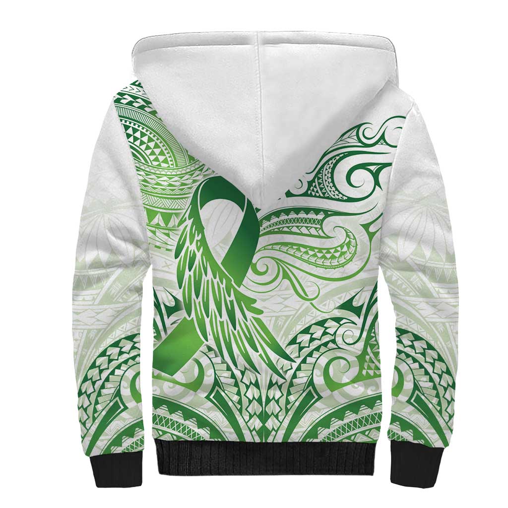 Its Okay Green Ribbon Personalised Sherpa Hoodie Polynesian Depression Awareness LT9 - Polynesian Pride