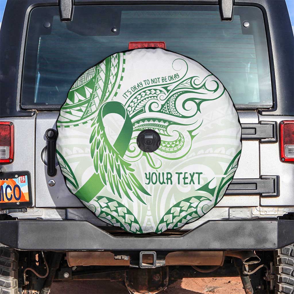Its Okay Green Ribbon Personalised Spare Tire Cover Polynesian Depression Awareness LT9 Green - Polynesian Pride