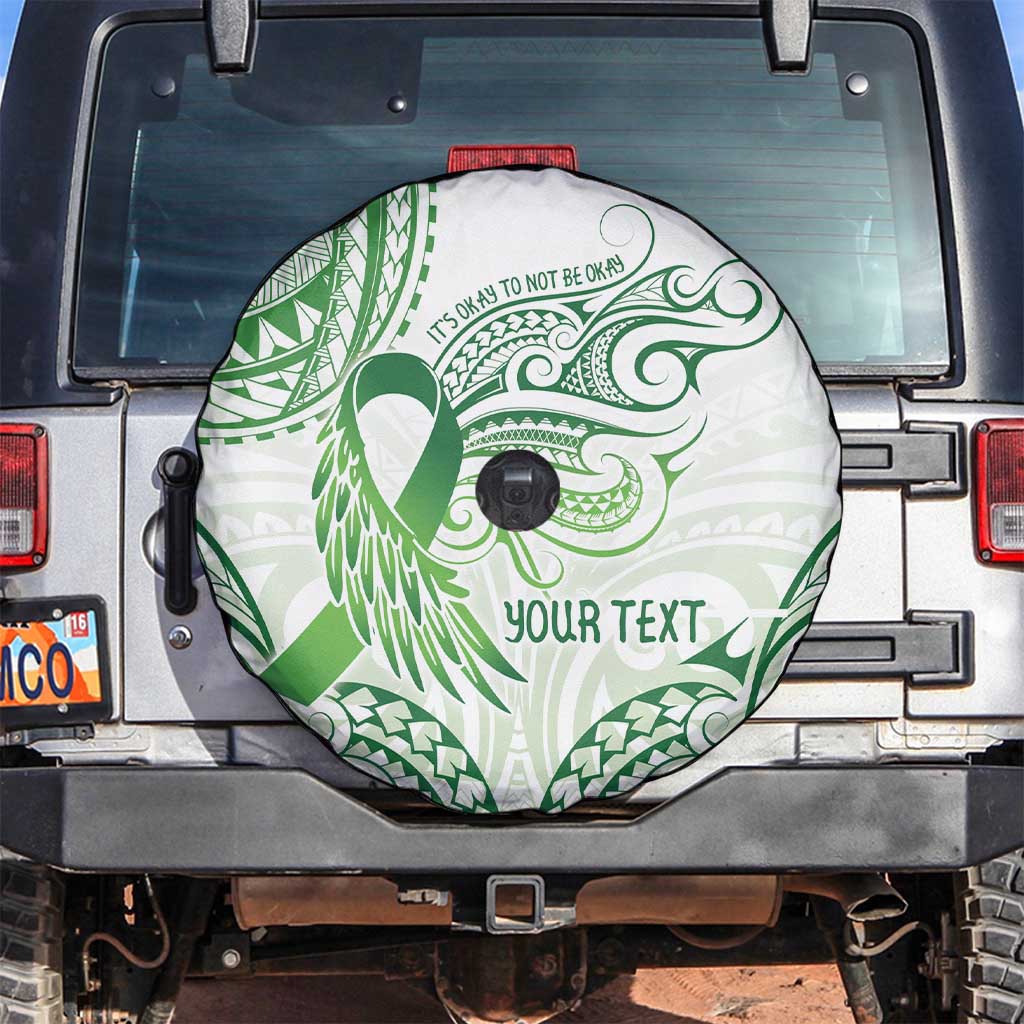 Its Okay Green Ribbon Personalised Spare Tire Cover Polynesian Depression Awareness