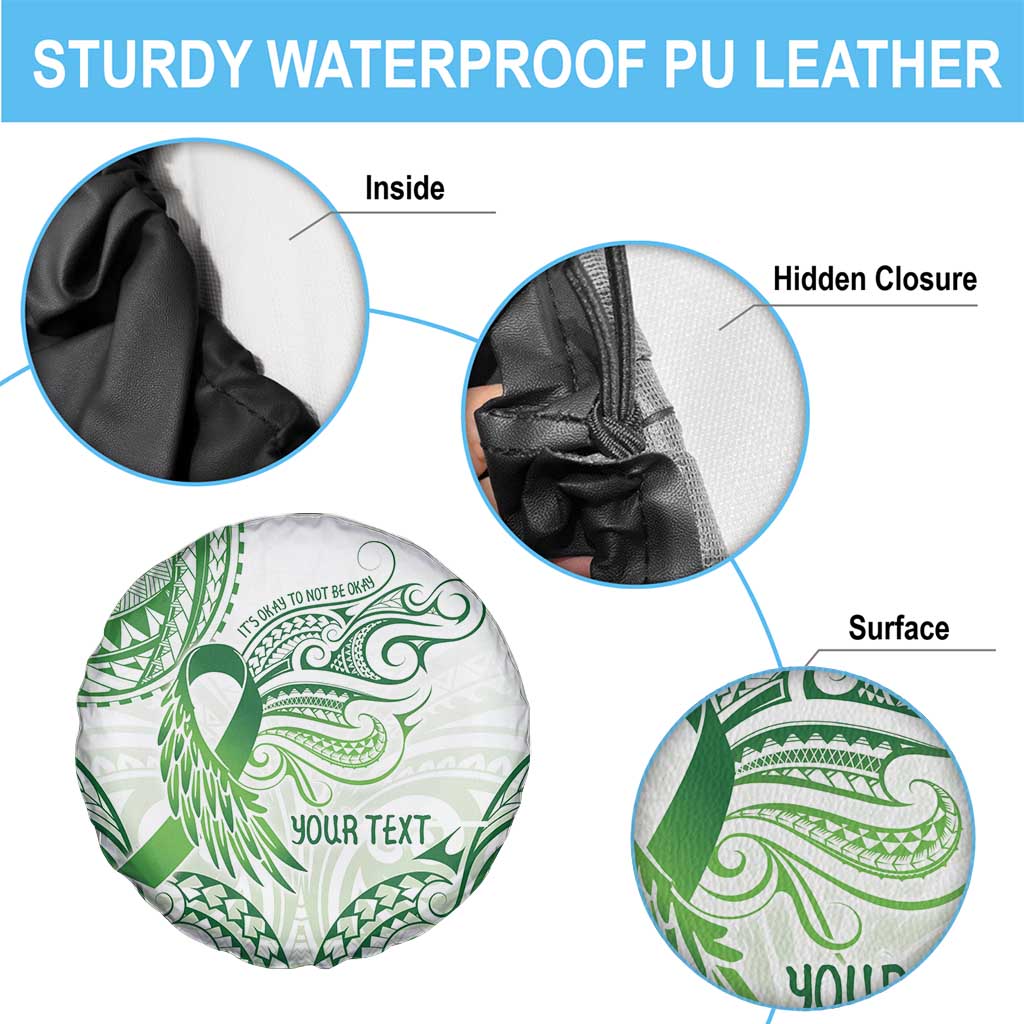 Its Okay Green Ribbon Personalised Spare Tire Cover Polynesian Depression Awareness LT9 - Polynesian Pride