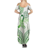 Its Okay Green Ribbon Personalised Summer Maxi Dress Polynesian Depression Awareness LT9 - Polynesian Pride