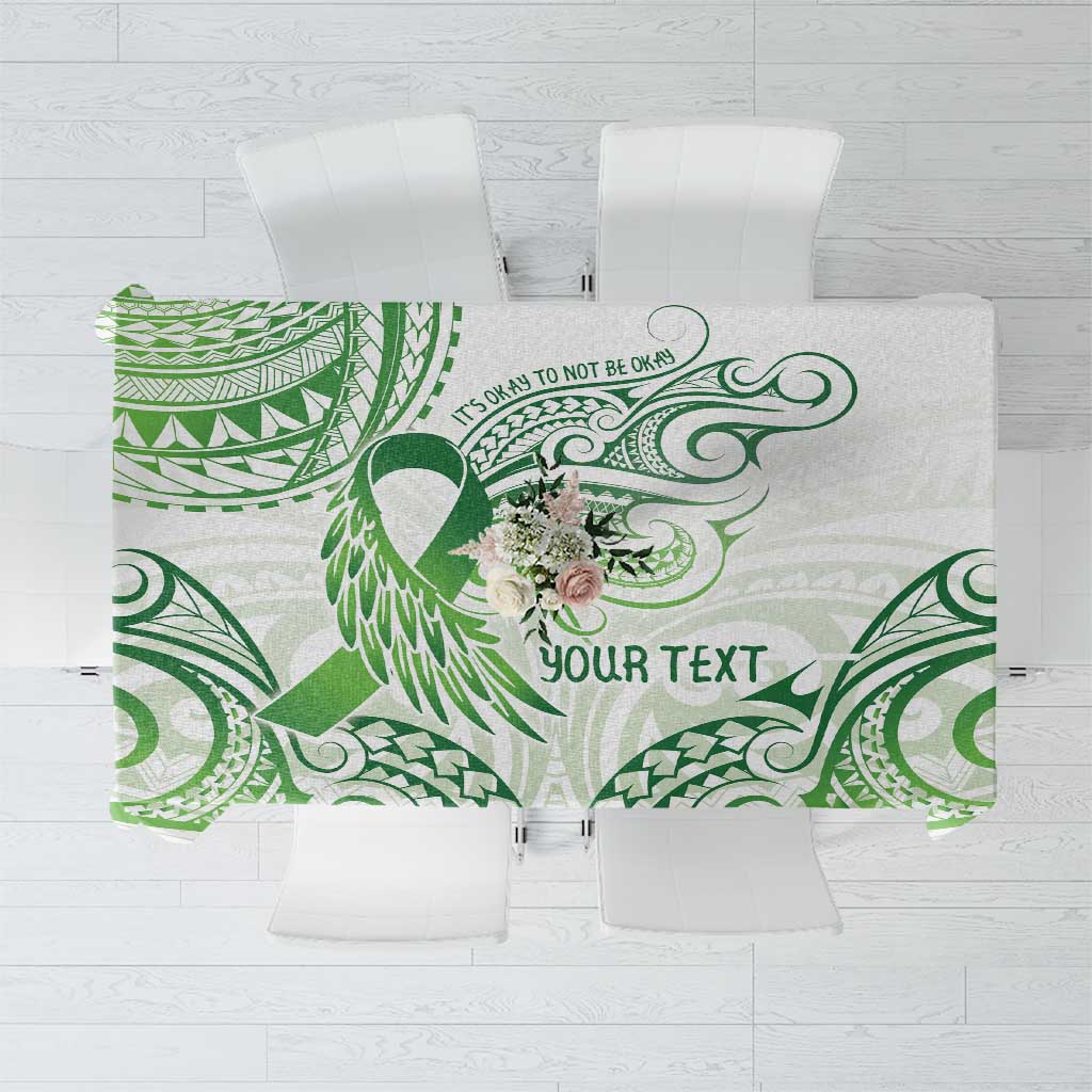 Its Okay Green Ribbon Personalised Tablecloth Polynesian Depression Awareness LT9 Green - Polynesian Pride