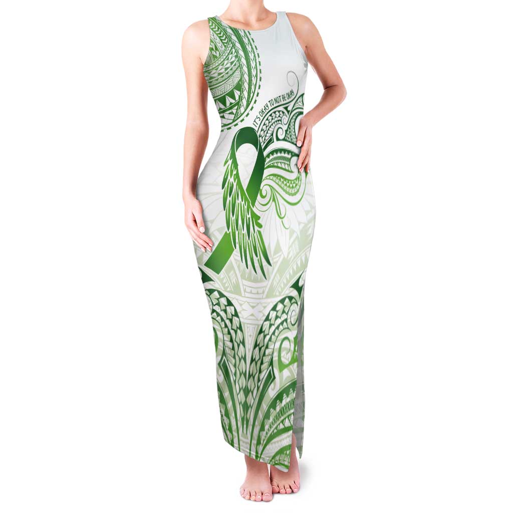 Its Okay Green Ribbon Personalised Tank Maxi Dress Polynesian Depression Awareness LT9 Women Green - Polynesian Pride