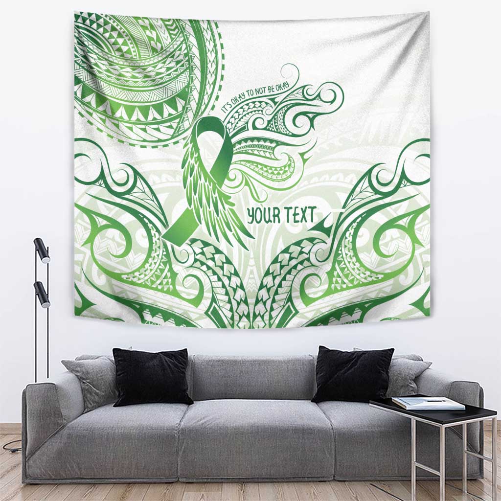 Its Okay Green Ribbon Personalised Tapestry Polynesian Depression Awareness