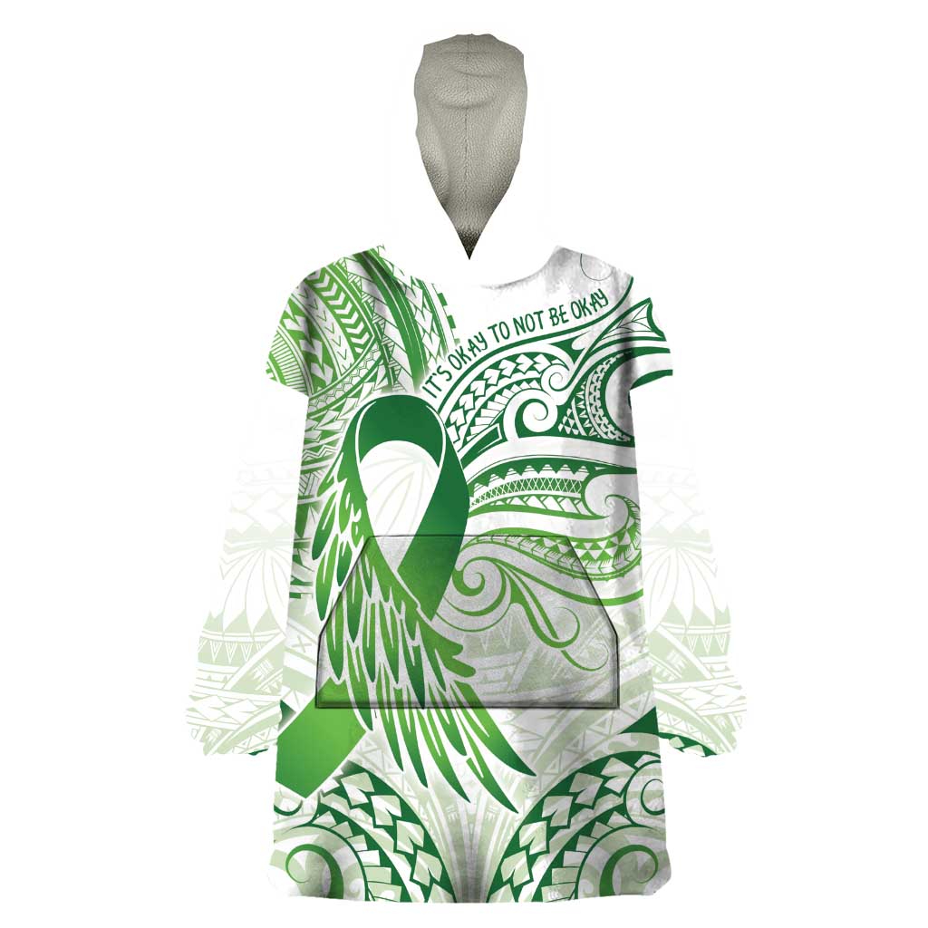Its Okay Green Ribbon Personalised Wearable Blanket Hoodie Polynesian Depression Awareness LT9 One Size Green - Polynesian Pride