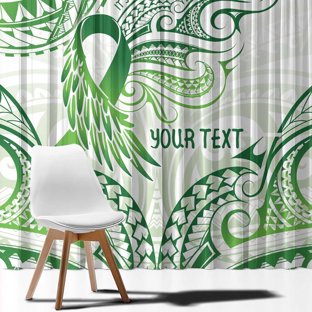 Its Okay Green Ribbon Personalised Window Curtain Polynesian Depression Awareness LT9 - Polynesian Pride