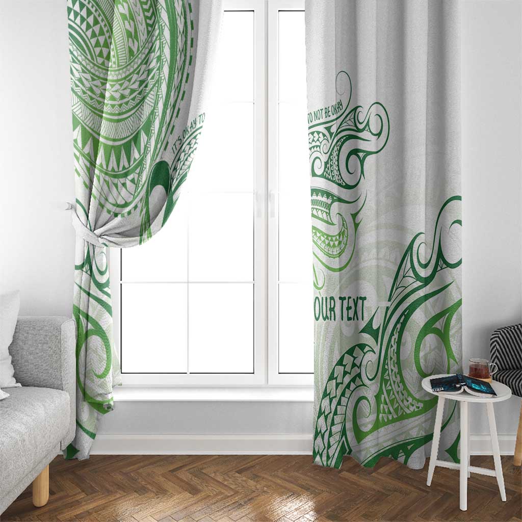 Its Okay Green Ribbon Personalised Window Curtain Polynesian Depression Awareness LT9 - Polynesian Pride