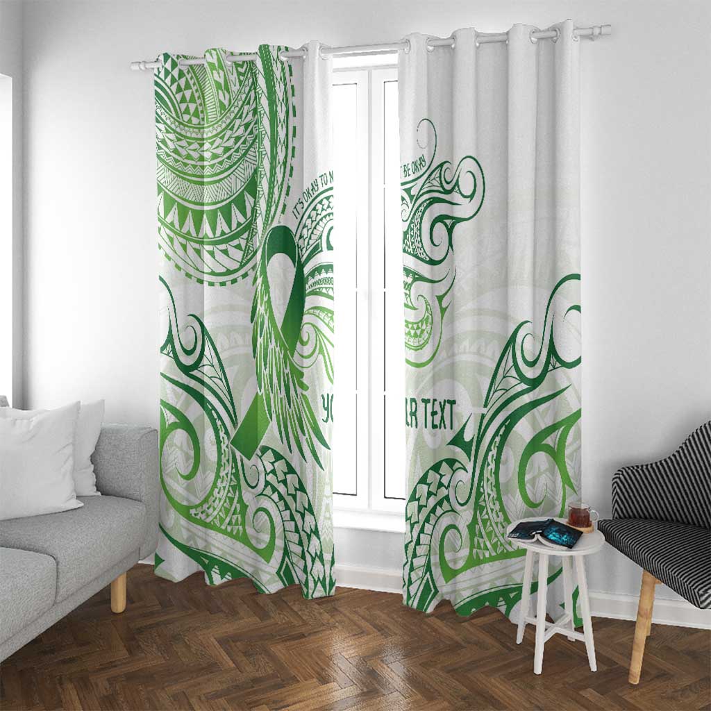 Its Okay Green Ribbon Personalised Window Curtain Polynesian Depression Awareness LT9 With Grommets Green - Polynesian Pride