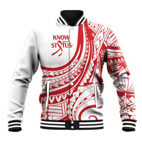 Know Your Status Red Ribbon Personalised Baseball Jacket Polynesian AIDS Awareness LT9 Unisex Red - Polynesian Pride