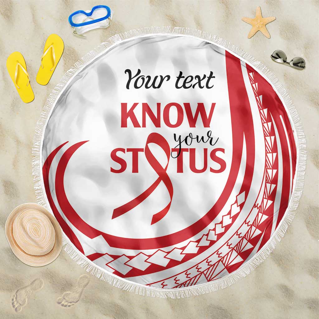 Know Your Status Red Ribbon Personalised Beach Blanket Polynesian AIDS Awareness LT9 One Size 150cm Red - Polynesian Pride