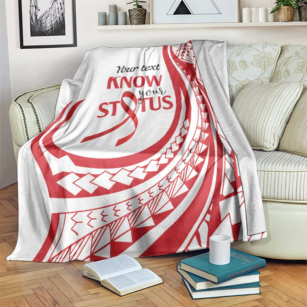 Know Your Status Red Ribbon Personalised Blanket Polynesian AIDS Awareness LT9 Red - Polynesian Pride