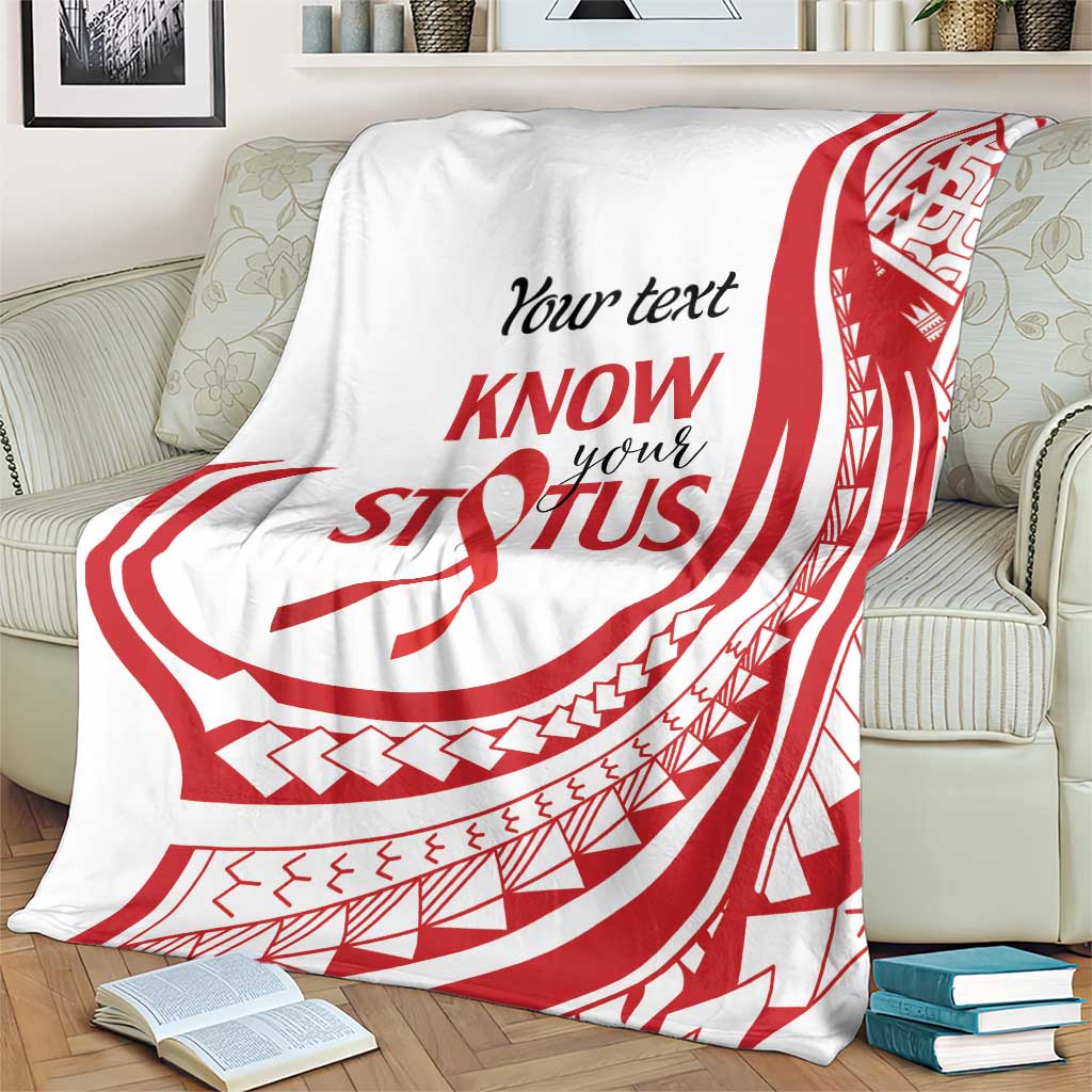 Know Your Status Red Ribbon Personalised Blanket Polynesian AIDS Awareness LT9 - Polynesian Pride