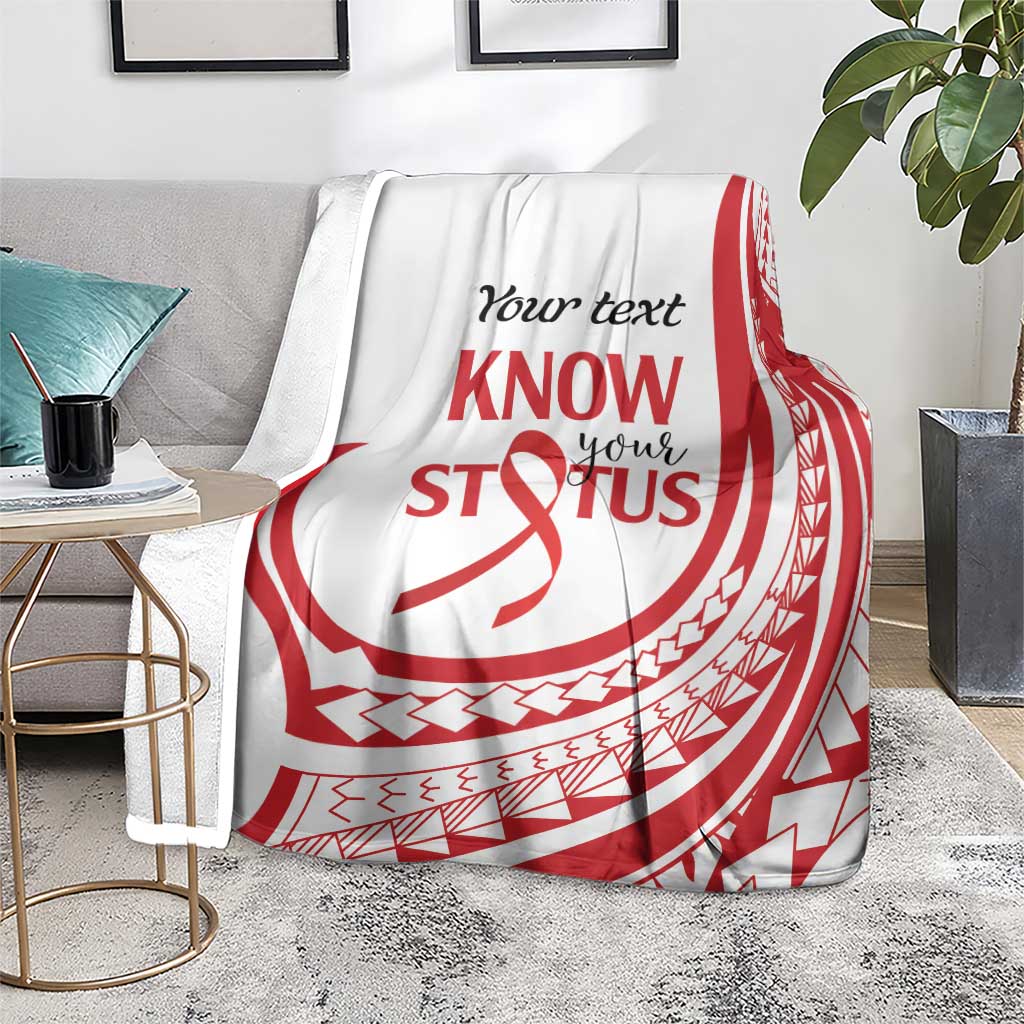Know Your Status Red Ribbon Personalised Blanket Polynesian AIDS Awareness LT9 - Polynesian Pride