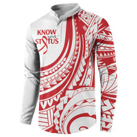 Know Your Status Red Ribbon Personalised Button Sweatshirt Polynesian AIDS Awareness LT9 - Polynesian Pride