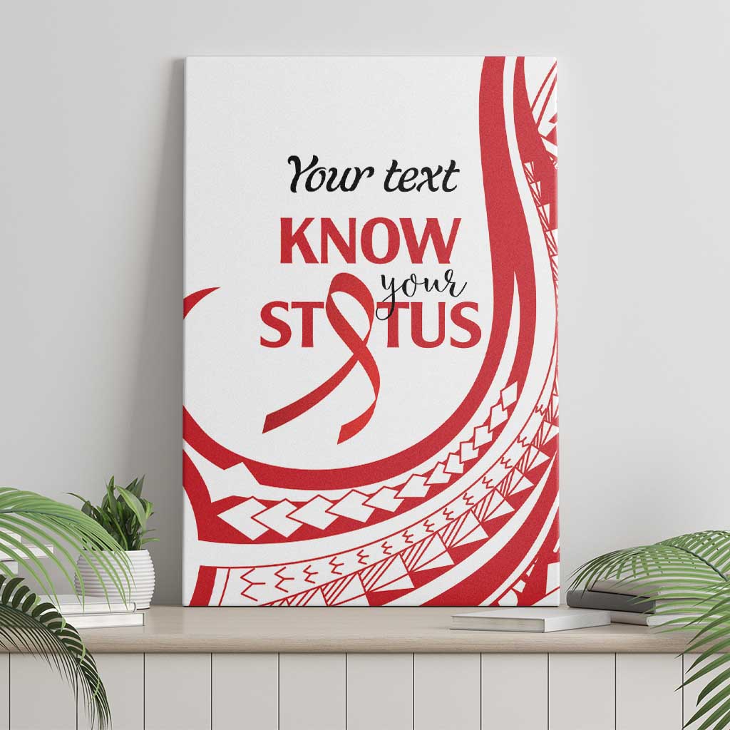 Know Your Status Red Ribbon Personalised Canvas Wall Art Polynesian AIDS Awareness LT9 - Polynesian Pride