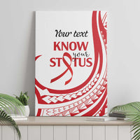 Know Your Status Red Ribbon Personalised Canvas Wall Art Polynesian AIDS Awareness LT9 - Polynesian Pride