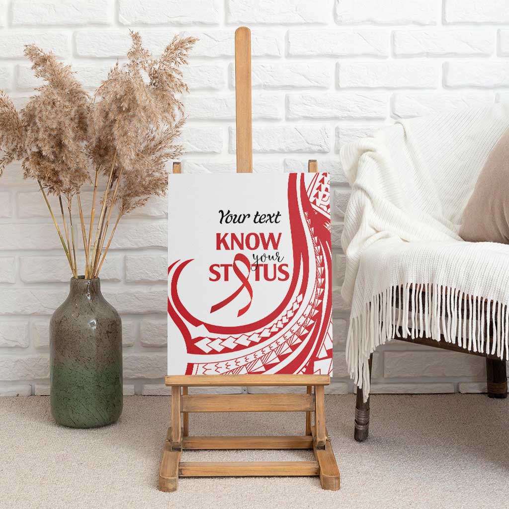 Know Your Status Red Ribbon Personalised Canvas Wall Art Polynesian AIDS Awareness LT9 - Polynesian Pride