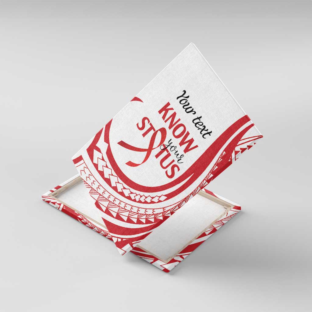 Know Your Status Red Ribbon Personalised Canvas Wall Art Polynesian AIDS Awareness LT9 With Frame Red - Polynesian Pride